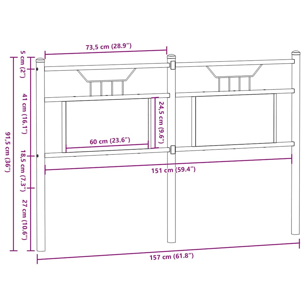 Replace Headboard Sonoma Oak 150 cm Engineered Wood and Steel