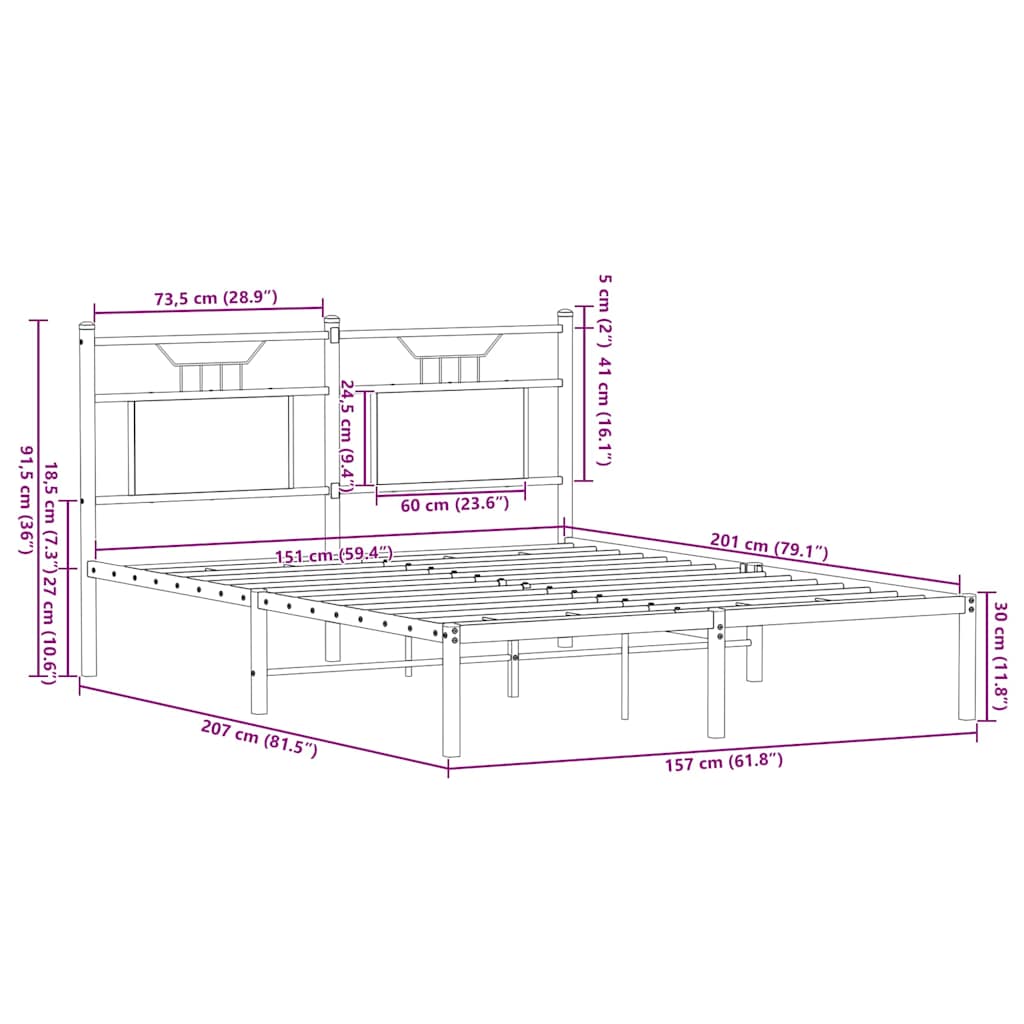 Bed Frame without Mattress Brown Oak 150x200 cm King Size Engineered Wood