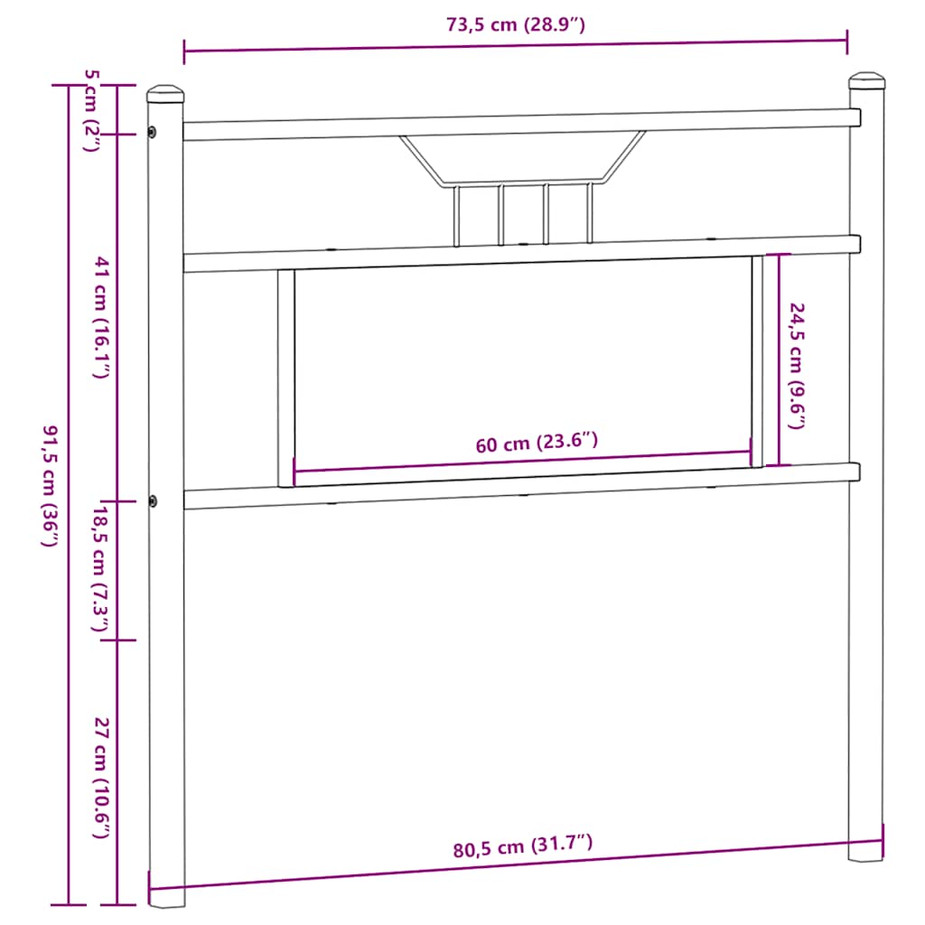 Replace Headboard Brown Oak 75 cm Engineered Wood and Steel