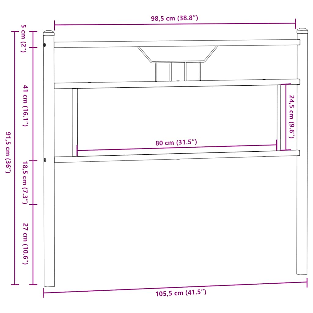 Replace Headboard Brown Oak 100 cm Engineered Wood and Steel