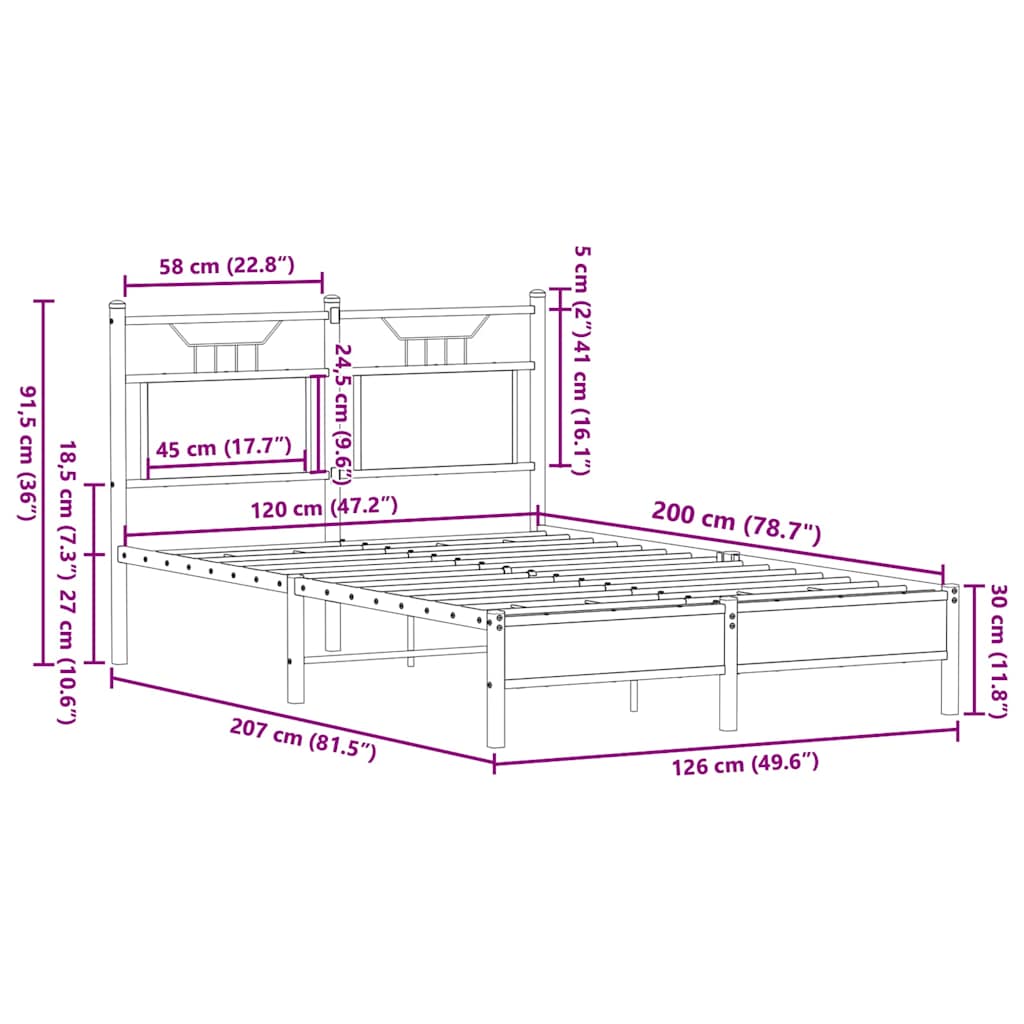 Bed Frame without Mattress Smoked Oak 120x200 cm Engineered Wood