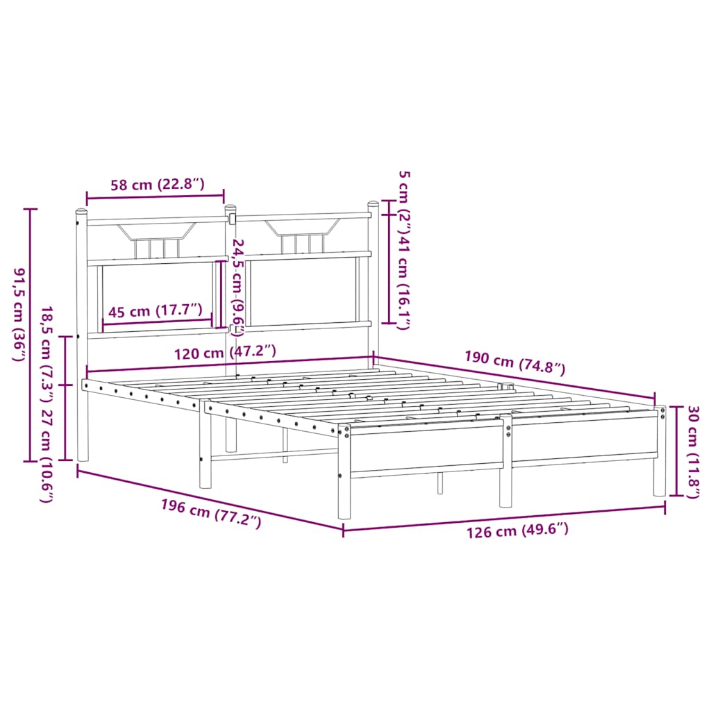Bed Frame without Mattress Sonoma Oak 120x190 cm Small Double Engineered Wood