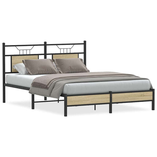 Bed Frame without Mattress Sonoma Oak 137x190 cm Engineered Wood