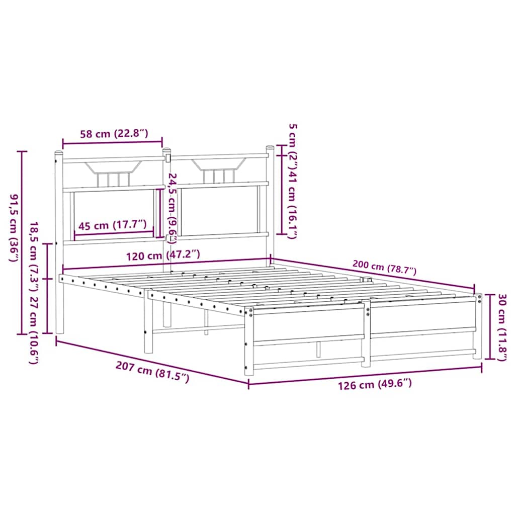 Bed Frame without Mattress Brown Oak 120x200 cm Engineered Wood