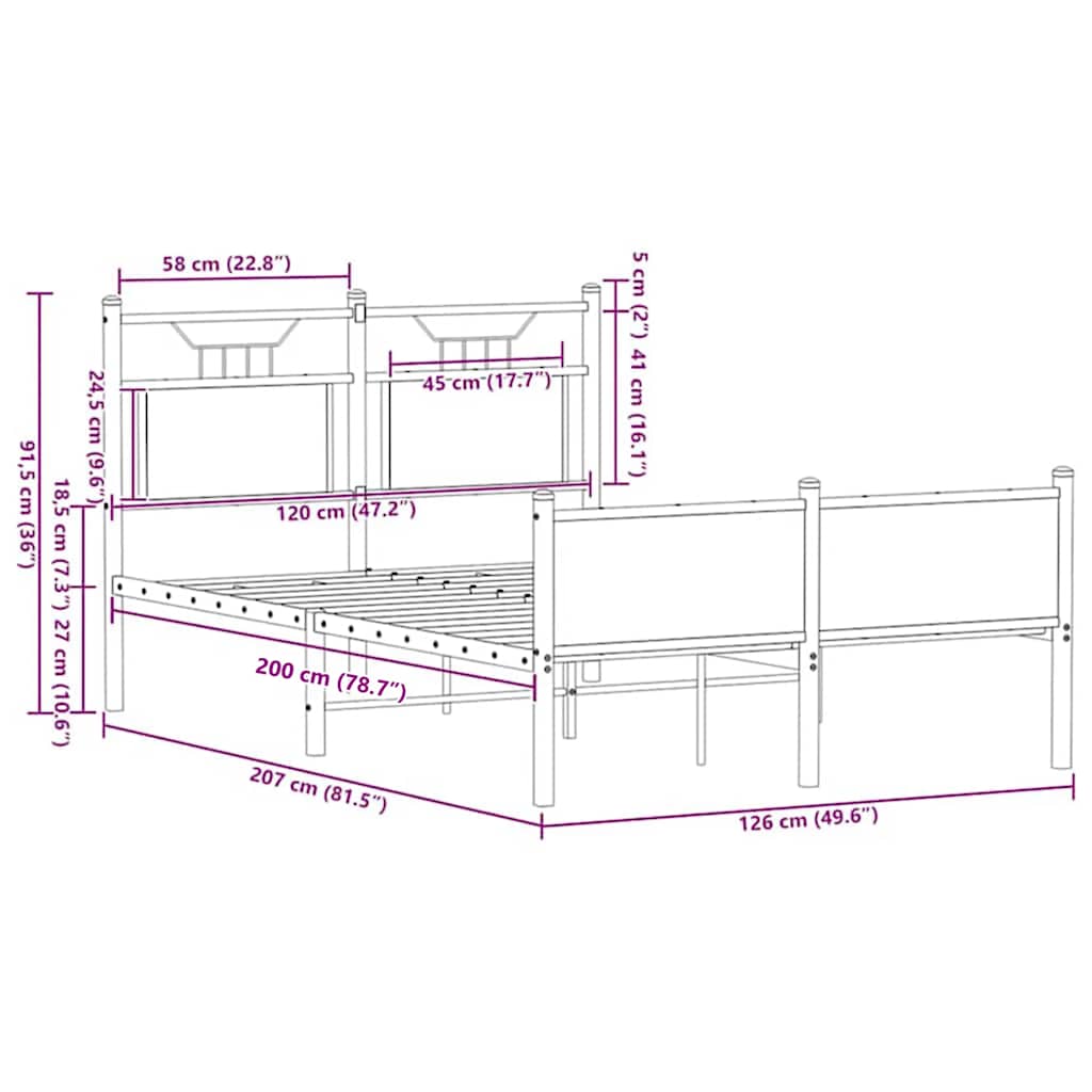 Bed Frame without Mattress Brown Oak 120x200 cm Engineered Wood