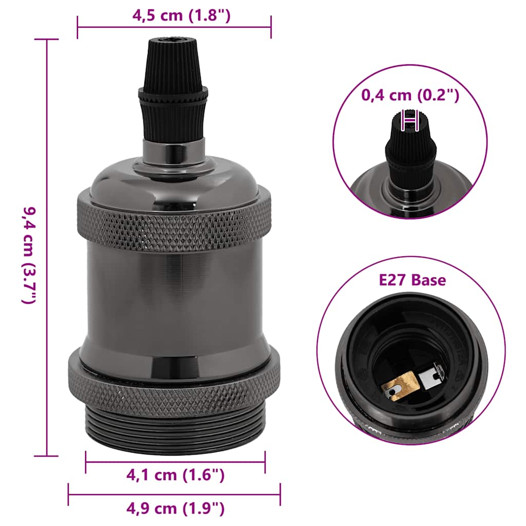 Lamp Holders 2 pcs Glossy Black E27