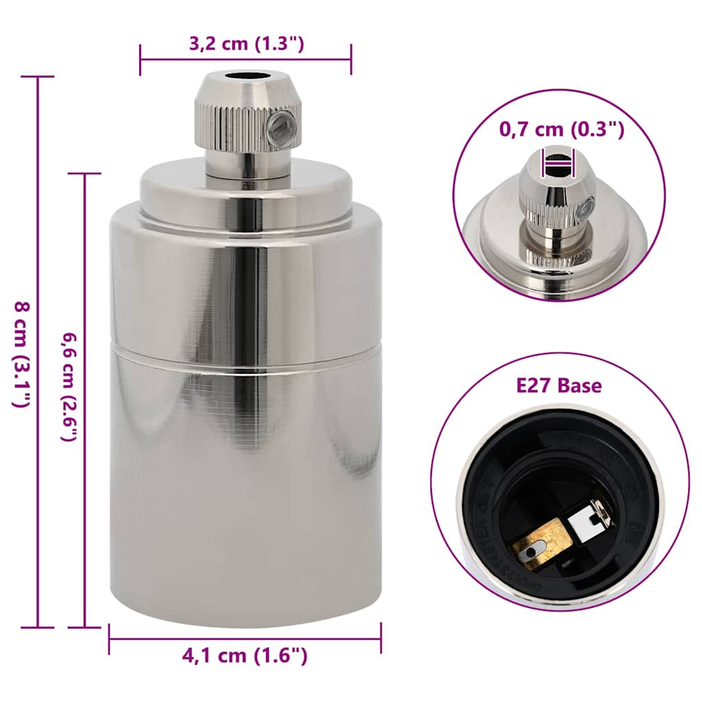 Lamp Holders 2 pcs Satin Nickel E27