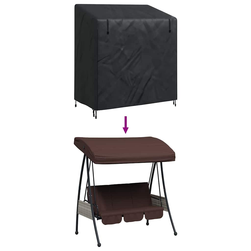 Outdoor Swing Cover Black 135 x 100 x 165 cm 210D Oxford Fbric