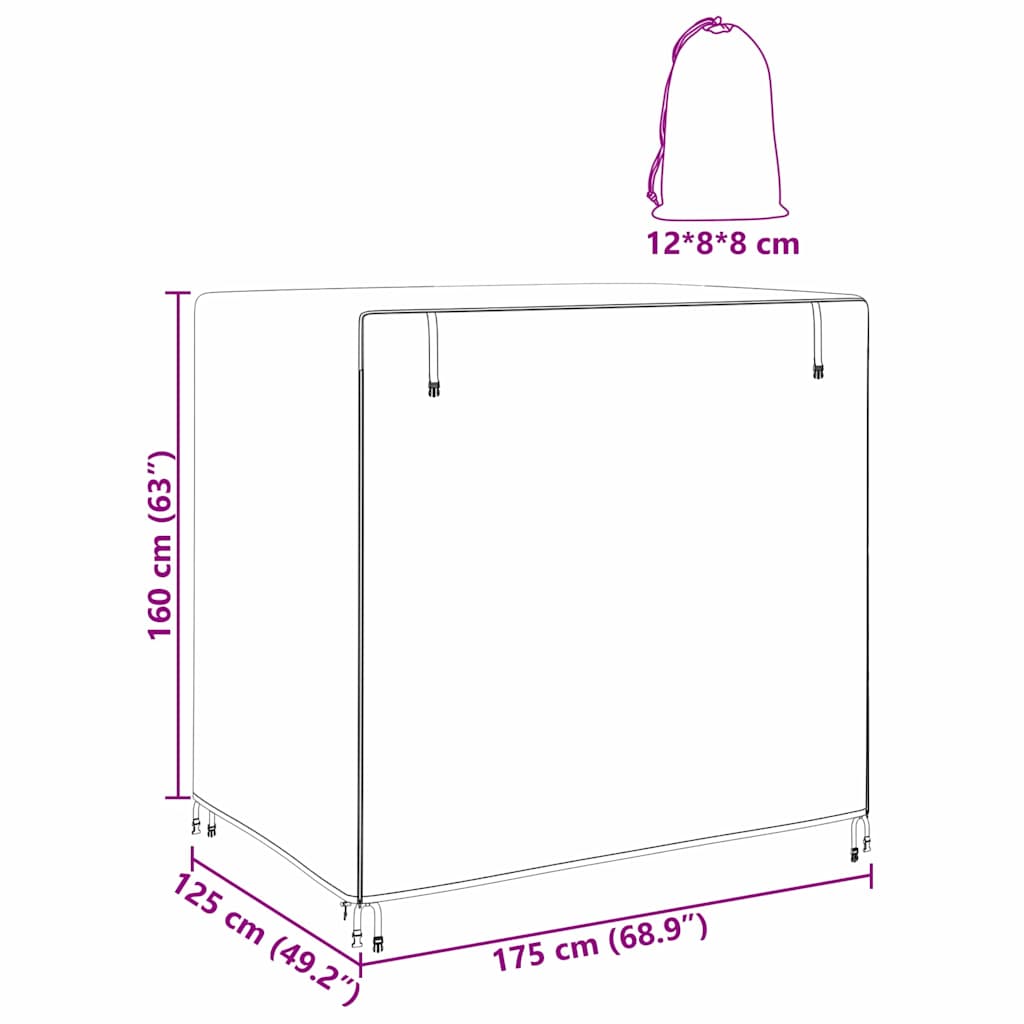 Outdoor Swing Cover Black 175 x 125 x 180 cm 210D Oxford Fabric