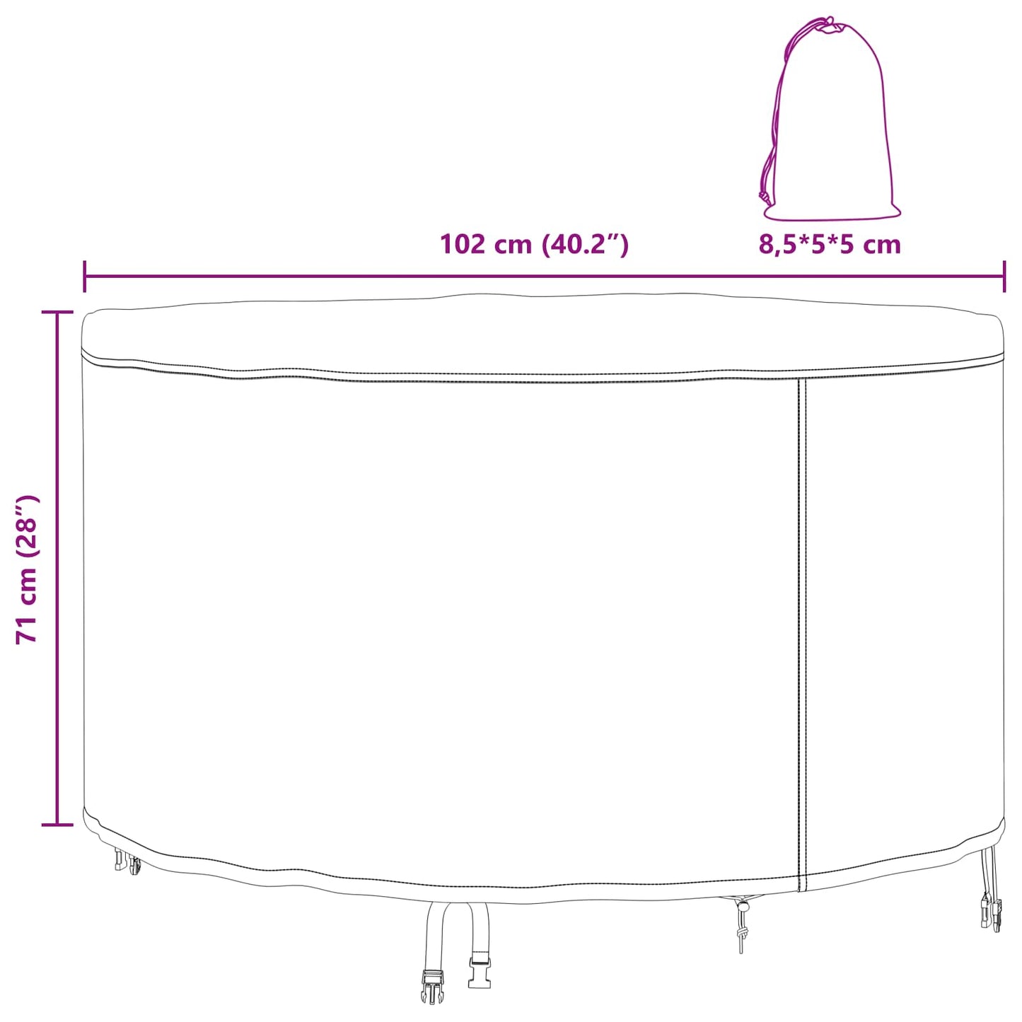 Furniture Cover 102 x 102 x 71 cm 420D Oxford Fabric Round