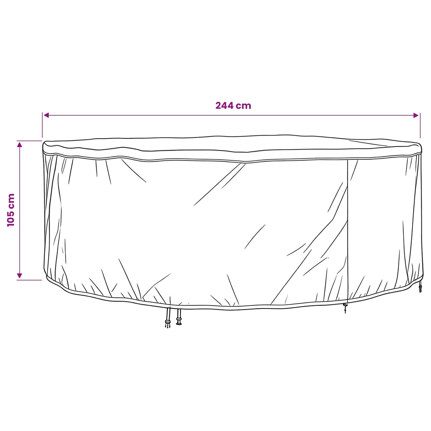 Furniture Cover 244 x 244 x 105 cm 210D Oxford Fabric Round