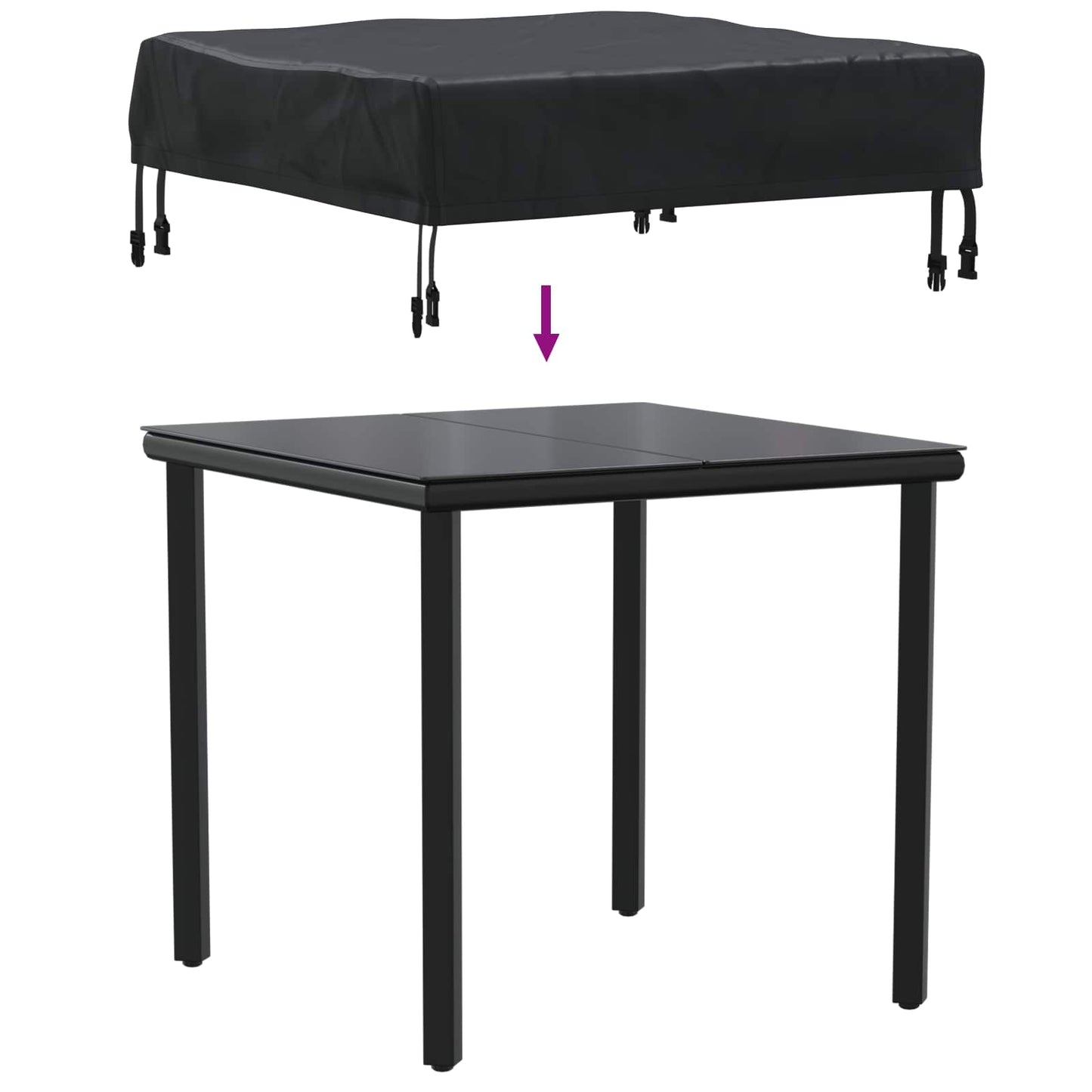 Table Cover 62 x 62 x 15 cm 600D Oxford Fabric Square Black