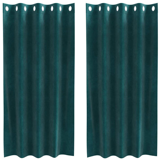 Curtains 2 pcs Dark Green 140 x 175 cm Velvet