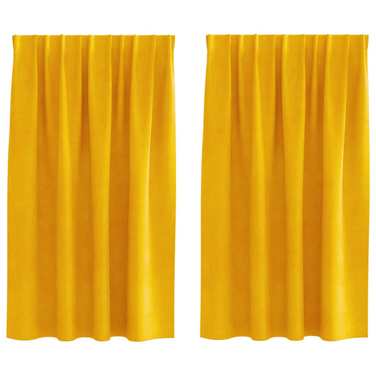 Curtains 2 pcs Mustard Yellow 140 x 140 cm Velvet