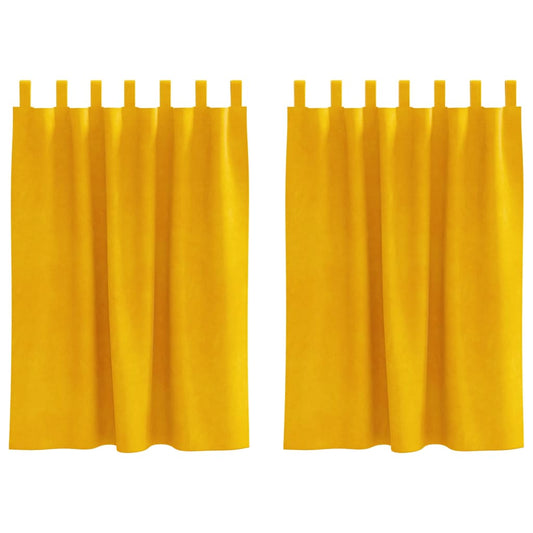 Curtains 2 pcs Mustard Yellow 140 x 140 cm Velvet
