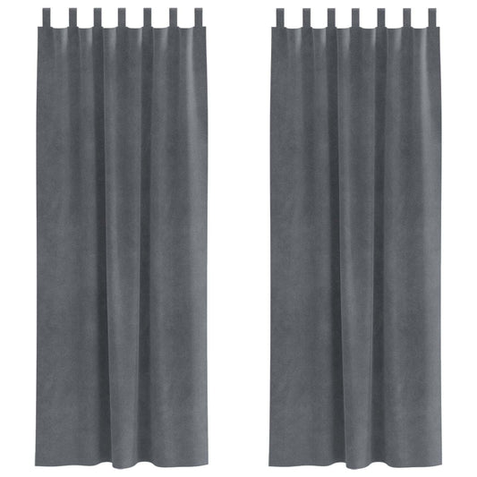 Curtains 2 pcs Light Grey 140 x 225 cm Velvet