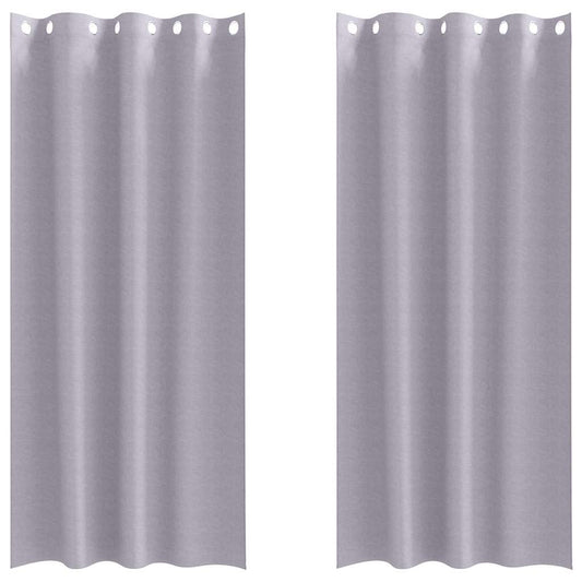 Blackout Curtains with Rings 2 pcs Metal Grey 225 x 140 cm