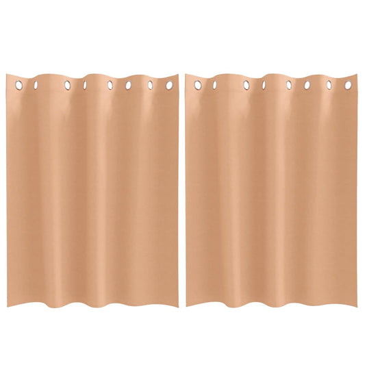 Blackout Curtains with Rings 2 pcs Light Brown 140 x 140 cm