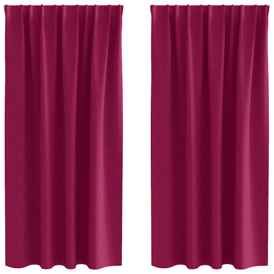 Blackout Curtains with Rings 2 pcs Wine Red 175 x 140 cm