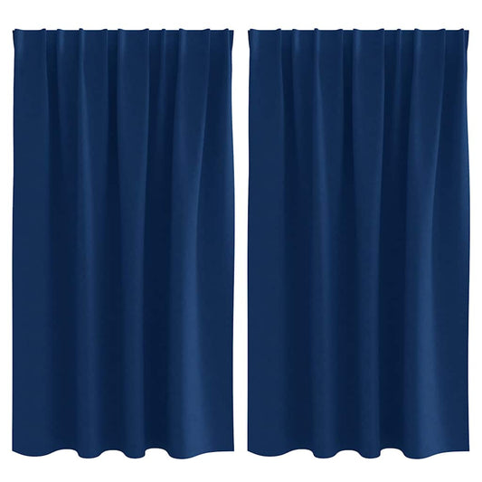 Blackout Curtains with Rings 2 pcs Dark Blue 140 x 140 cm