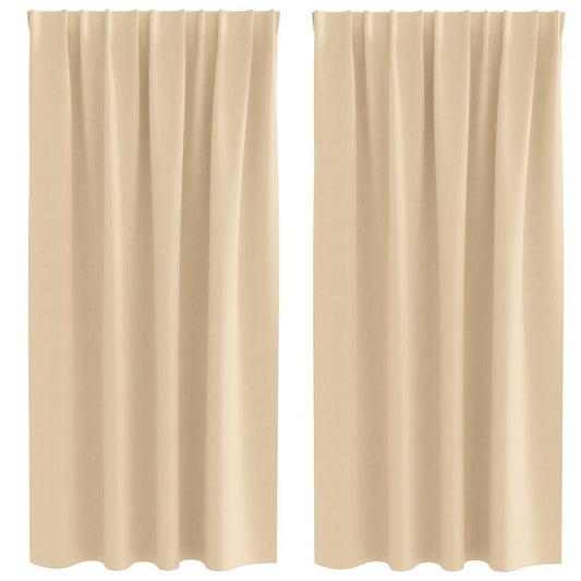 Blackout Curtains with Rings 2 pcs Cream 175 x 140 cm Polyester