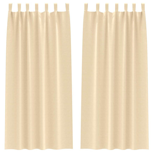 Blackout Curtains with Rings 2 pcs Cream 225 x 140 cm Polyester