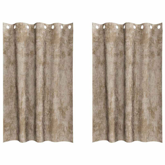 Velvet Curtains 2 pcs Champagne 175 x 140 cm Velvet