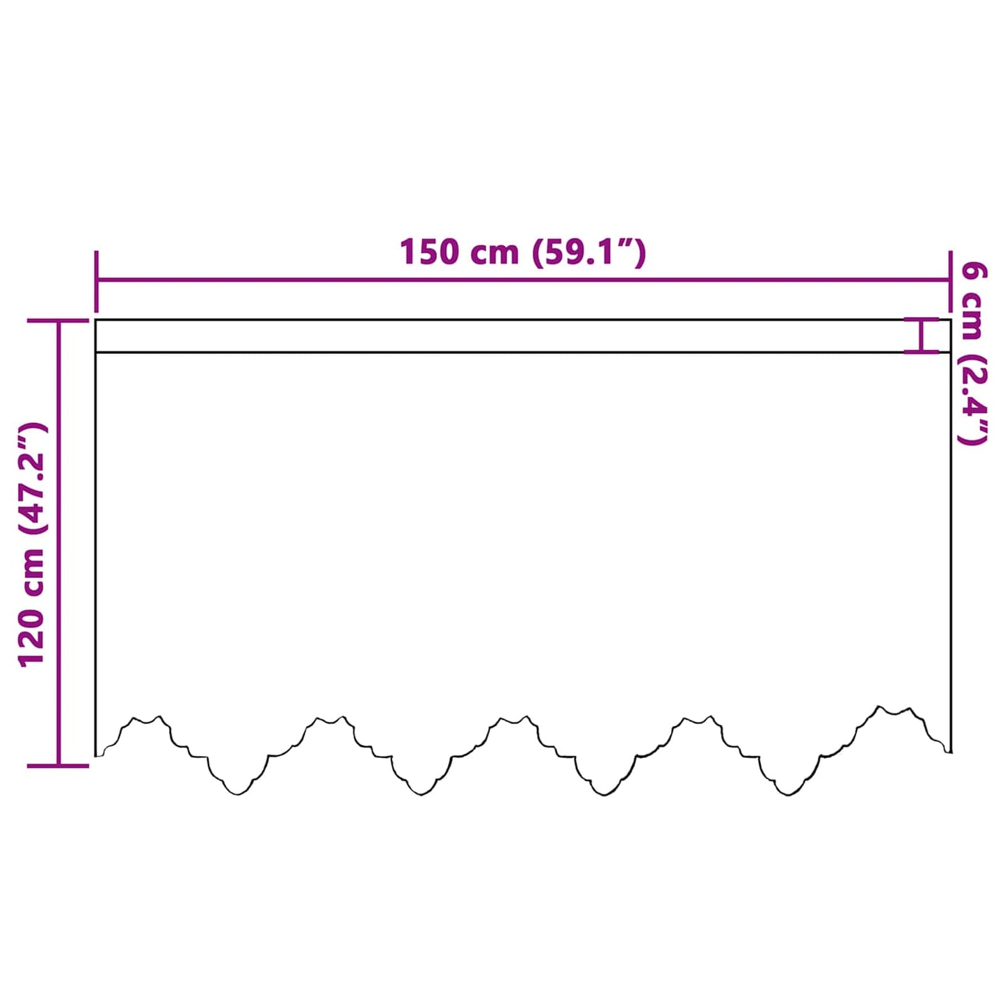 Lace Curtain White 120 x 150 cm Polyester