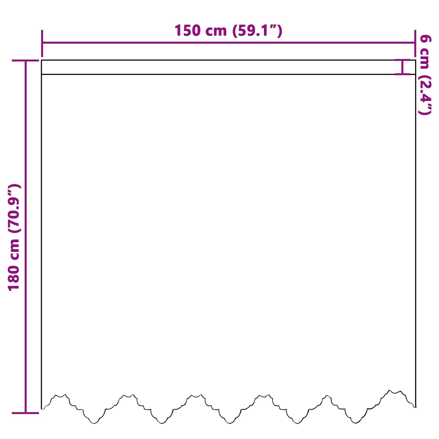 Lace Curtain White 180 x 150 cm Polyester