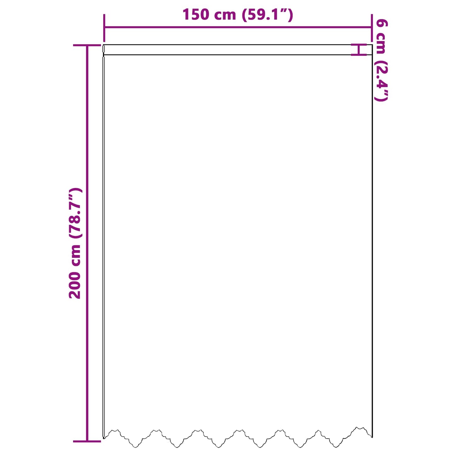 Lace Curtain White 200 x 150 cm Polyester