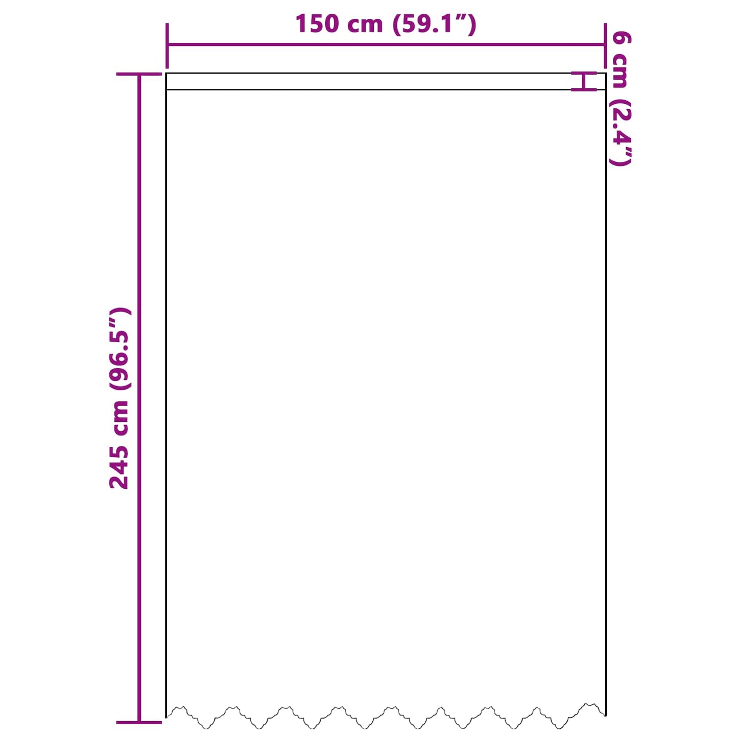 Lace Curtain White 245 x 150 cm Polyester