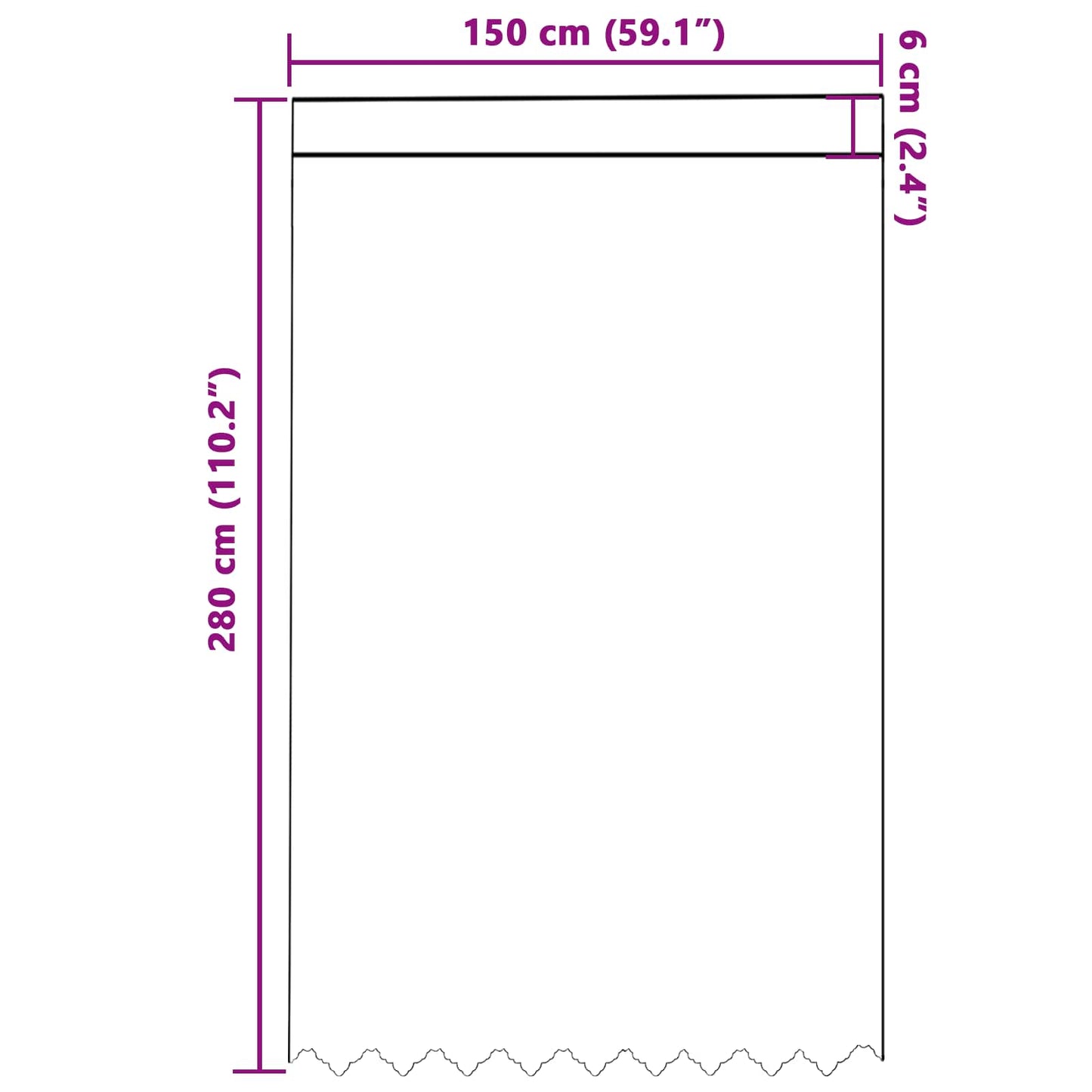 Lace Curtain White 280 x 150 cm Polyester