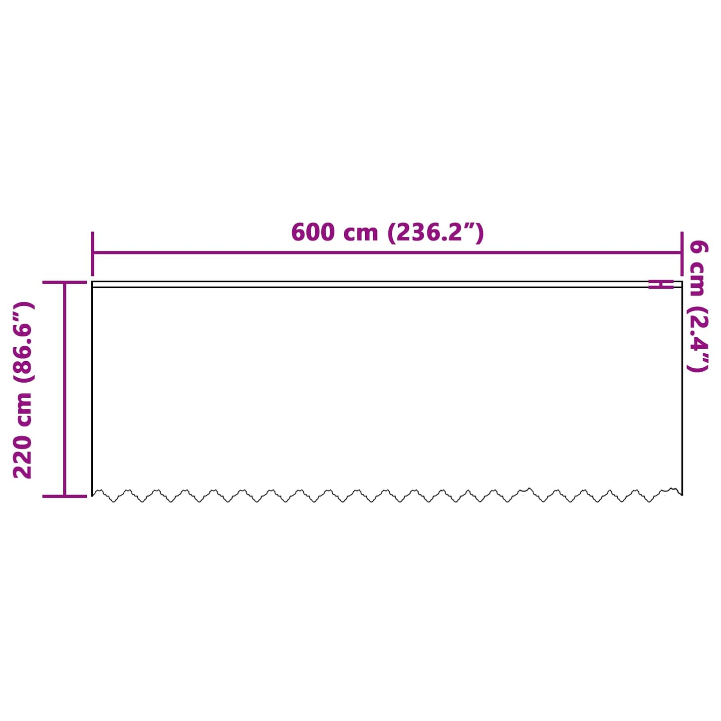 Lace Curtain White 220 x 600 cm Polyester