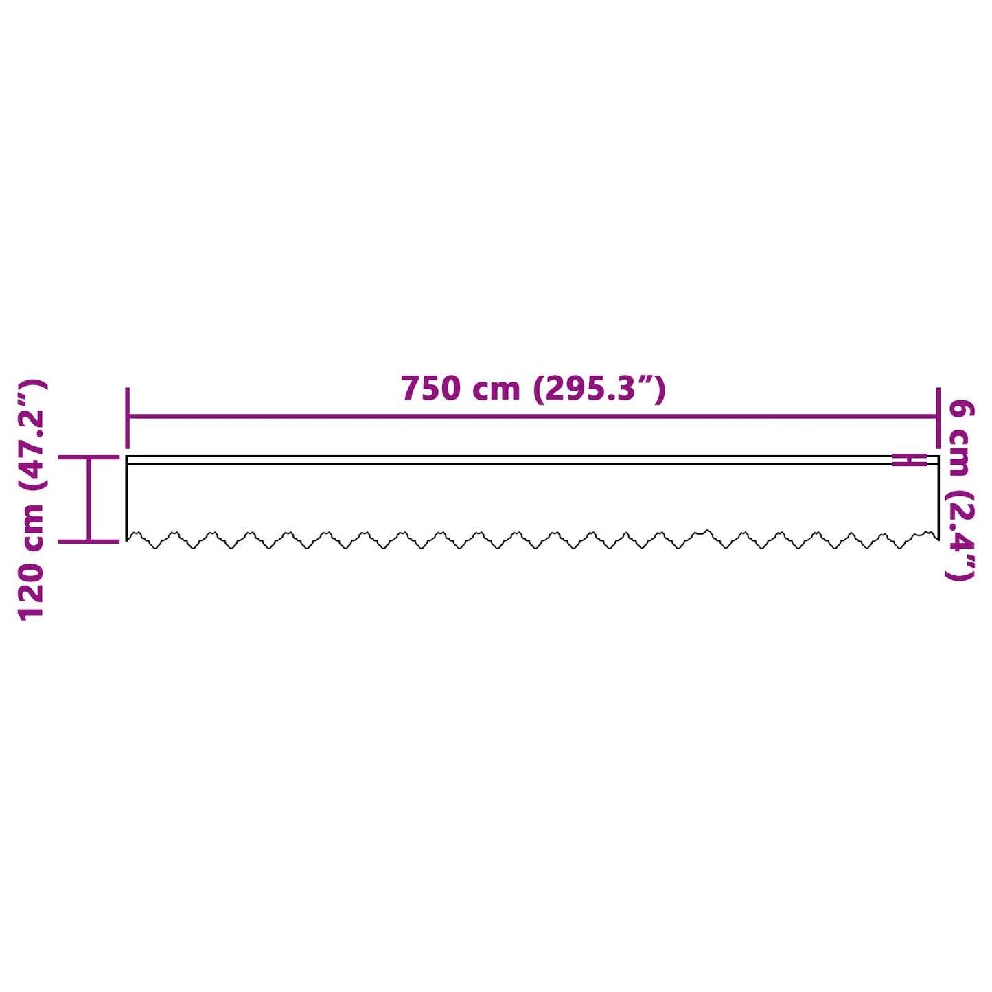 Lace Curtain White 120 x 750 cm Polyester