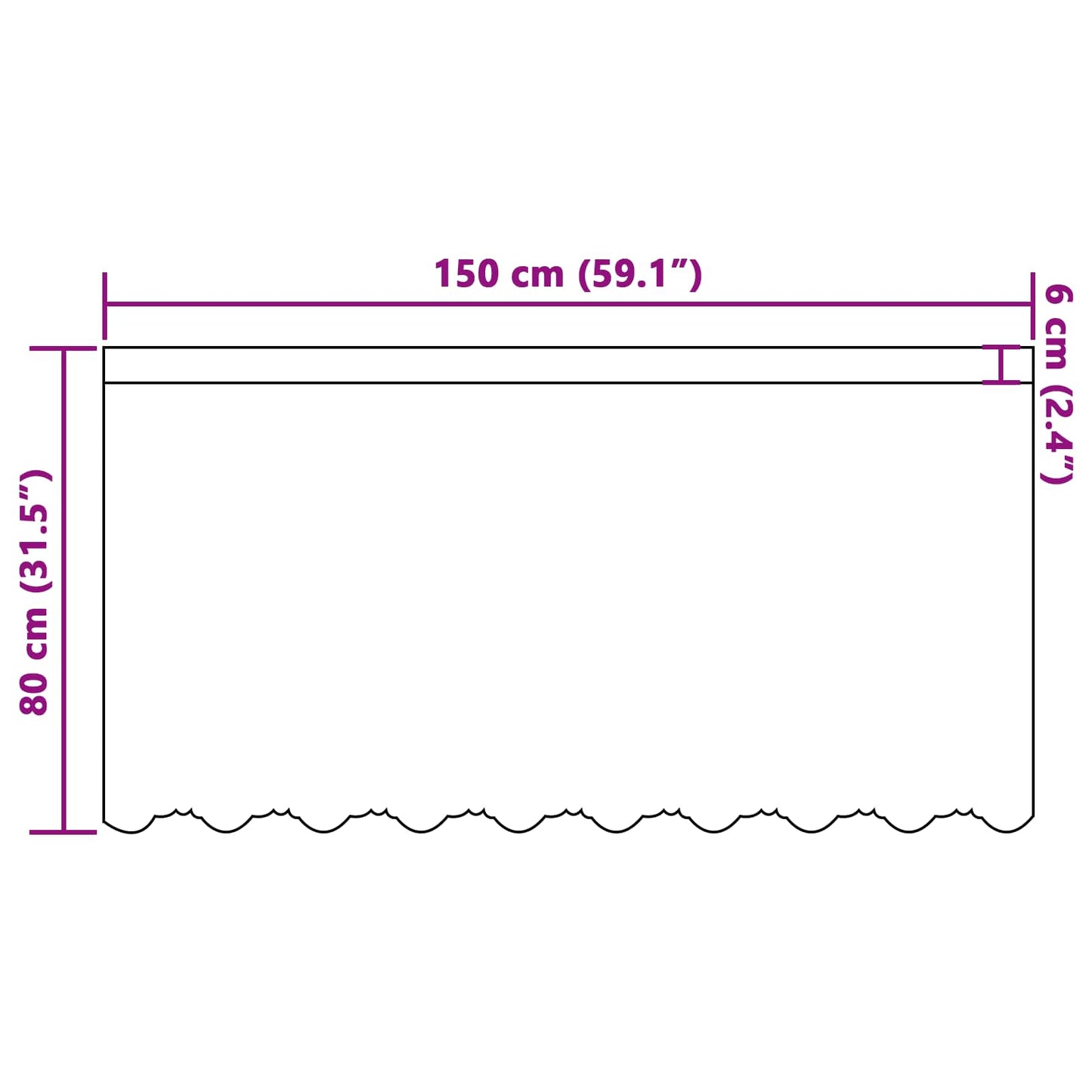 Lace Curtain White 80 x 150 cm Polyester