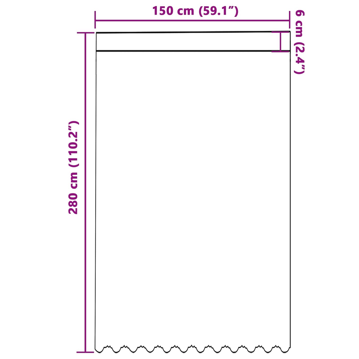 Lace Curtain White 280 x 150 cm Polyester