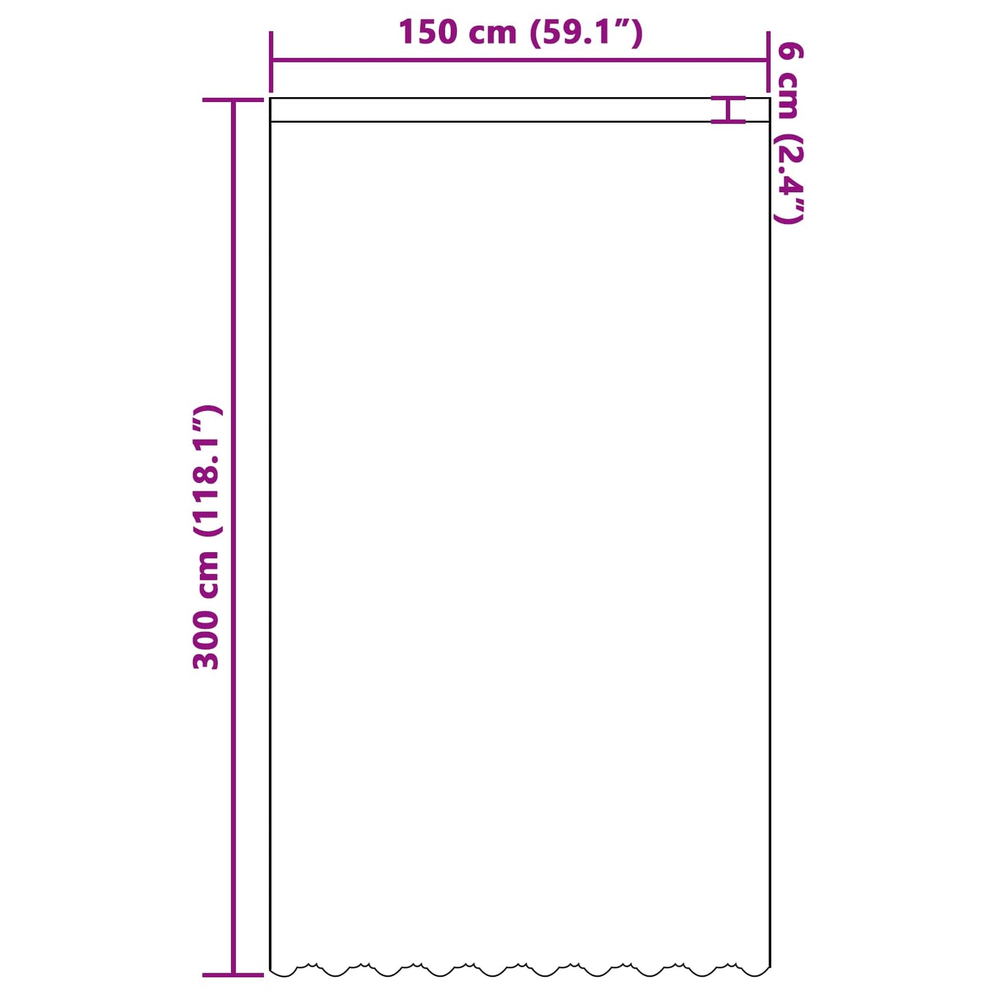 Lace Curtain White 300 x 150 cm Polyester