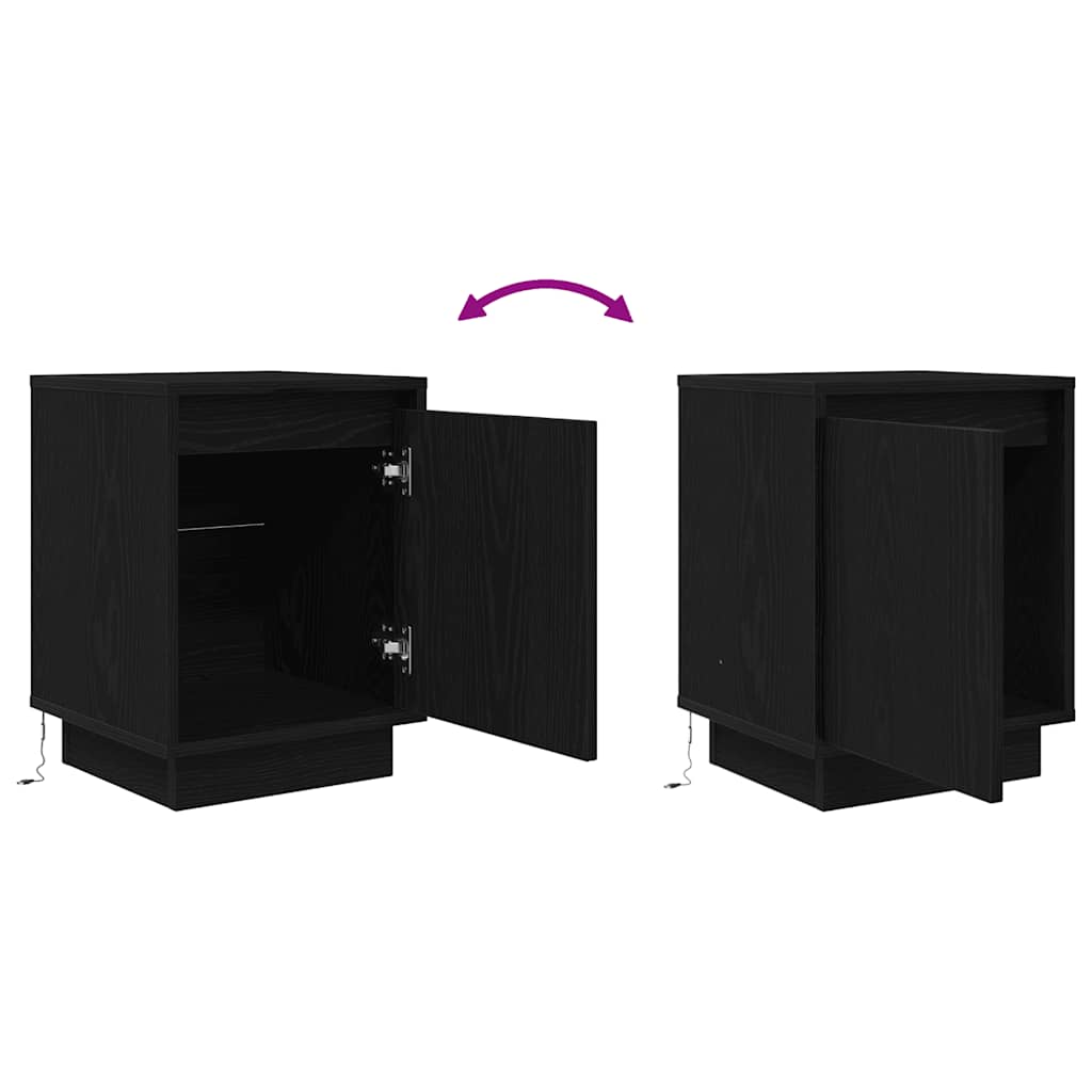 Bedside Cabinets with LED Lights 2 pcs Black 38x34x50 cm