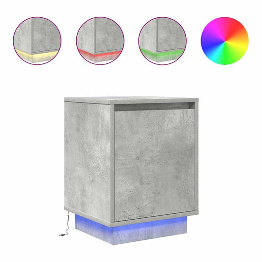Bedside Cabinets with LED Lights 2 pcs Concrete Grey 38x34x50 cm