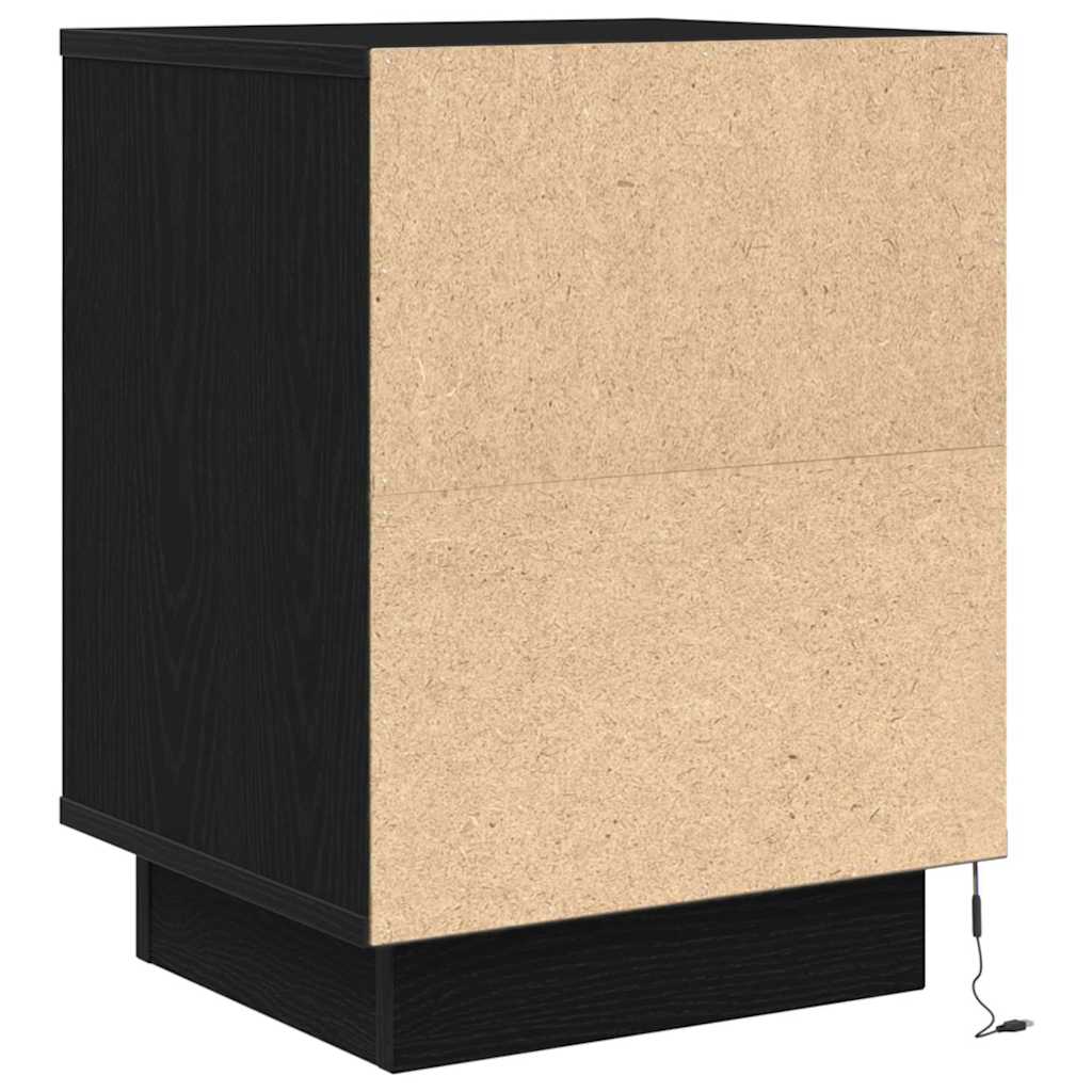 Bedside Cabinets with LED Lights 2 pcs Black 38x34x50 cm