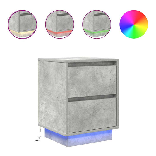 Bedside Cabinets with LED Lights 2 pcs Concrete Grey 38x34x50 cm