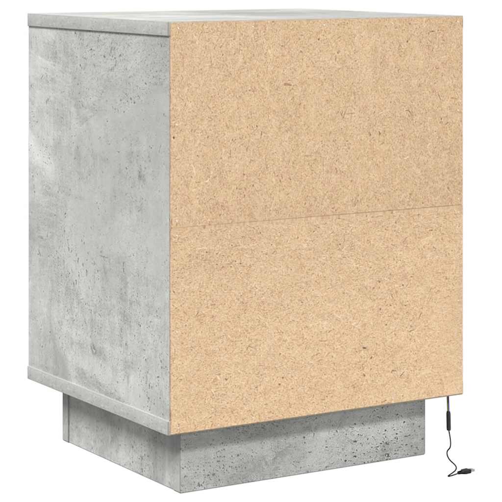 Bedside Cabinets with LED Lights 2 pcs Concrete Grey 38x34x50 cm