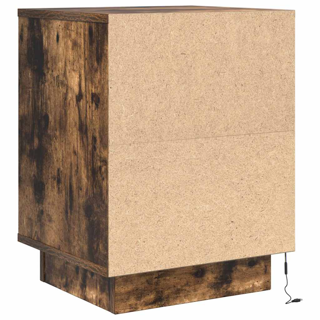 Bedside Cabinets with LED Lights 2 pcs Smoked Oak 38x34x50 cm