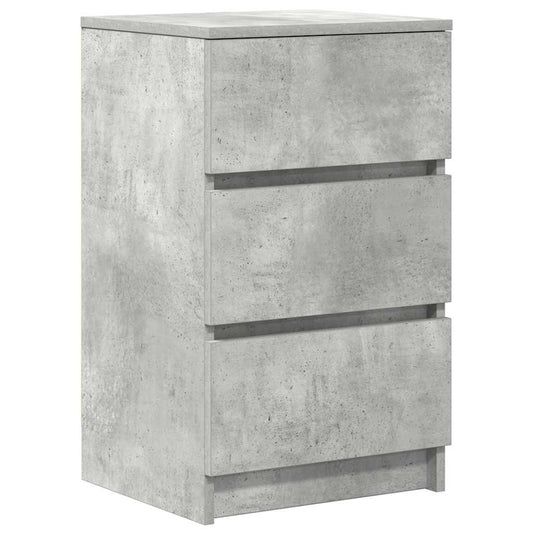 Bedside Cabinet with 3 Drawers Concrete Grey 39x35x65 cm