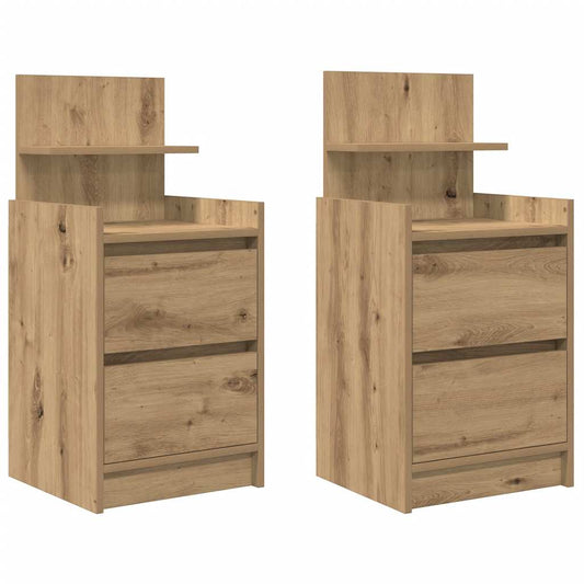Bedside Cabinets with 2 Drawers 2 pcs Artisan Oak 38x34x80 cm