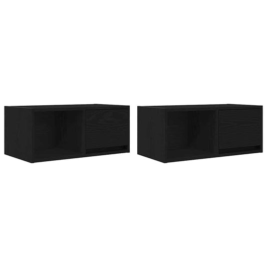 TV Cabinets 2 pcs Black Oak 60x31x25.5 cm Engineered Wood