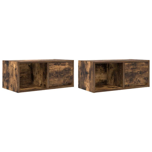 TV Cabinets 2 pcs Smoked Oak 60x31x25.5 cm Engineered Wood