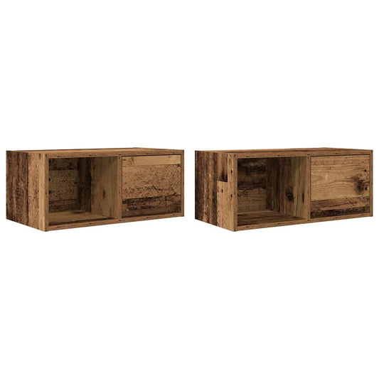 TV Cabinets 2 pcs Old Wood 60x31x25.5 cm Engineered Wood