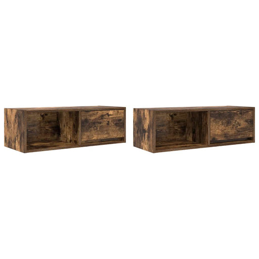 TV Cabinets 2 pcs Smoked Oak 80x31x25.5 cm Engineered Wood