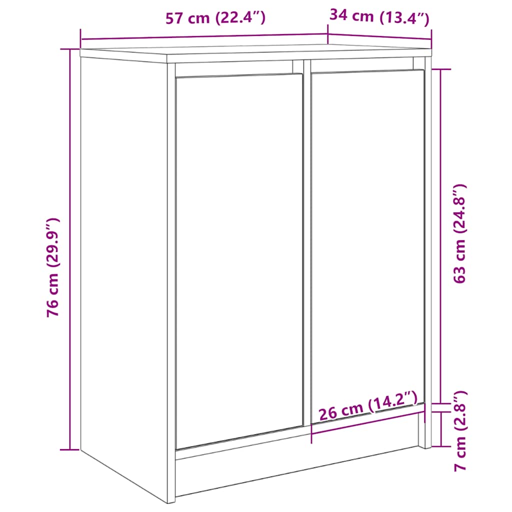 Shoe Cabinet Smoked Oak 57x34x76 cm Engineered Wood